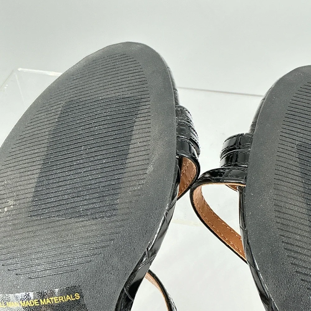 Dolce Vita Size 8.5 Black Croc‎ Print Strappy Stiletto Heels Toe NEW Carlota $79